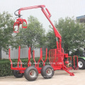 Norway Hot Selling Forestry Machinery 1-12 Tons Log Loading Trailer with Hydraulic Rotating Crane Grab Grapple